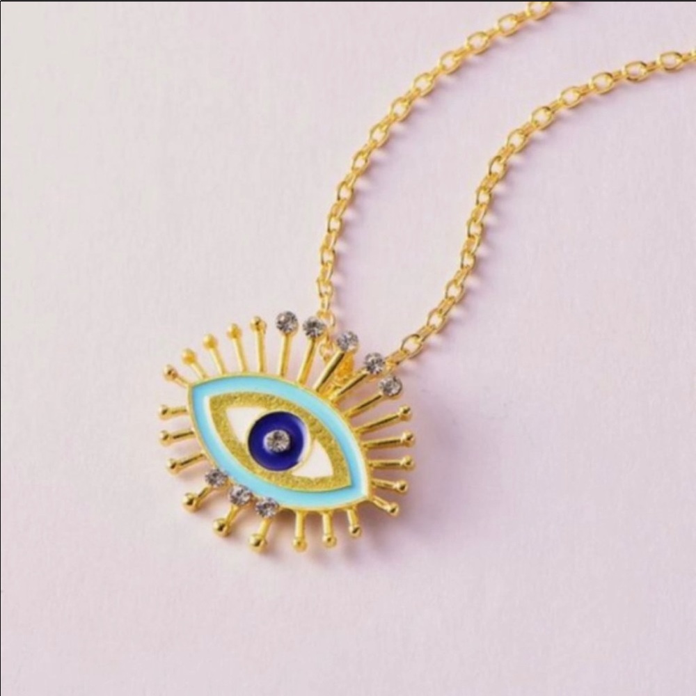 Rhinestone Evil Eye Necklace